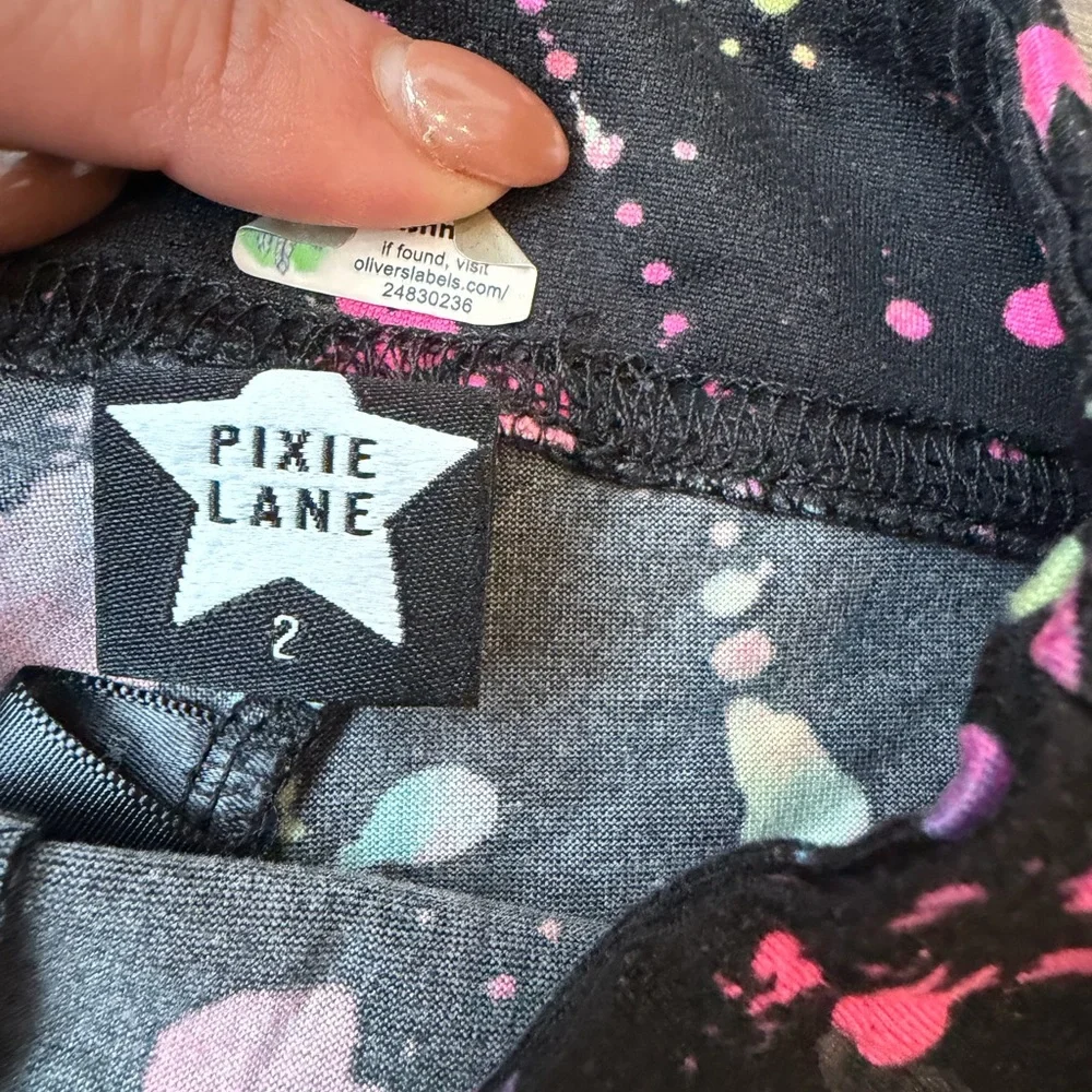 Pixie Lane Black Paint-Splash Two-Piece Active Set - Picture 4 of 8